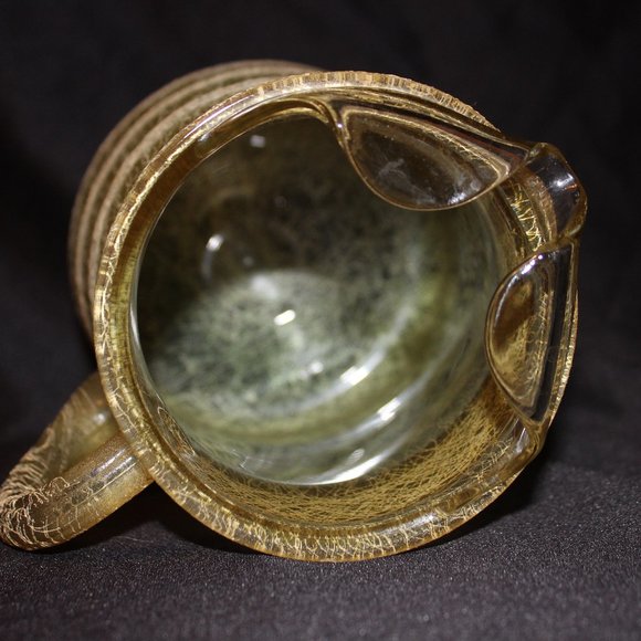 Vntg MCM Color Craft Green Spaghetti String Rubber Coated Drizzle Pitcher 2 Qt - Picture 6 of 6